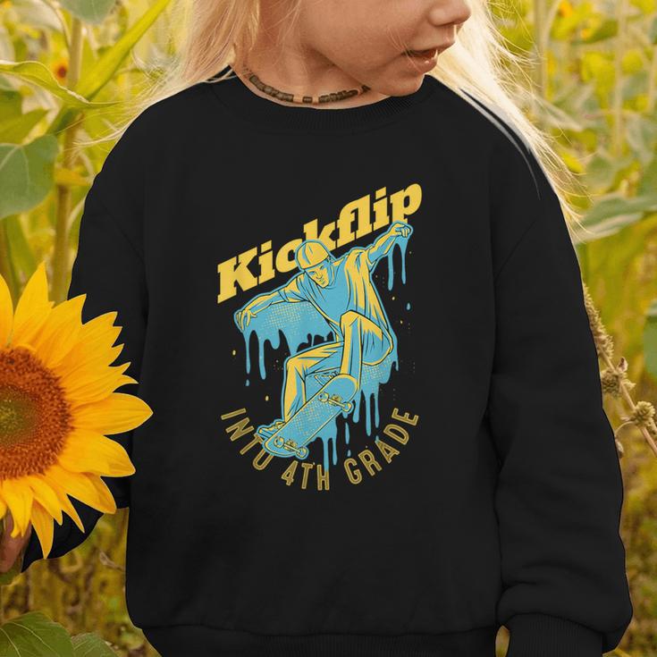 Kickflip Into 4th Grade Skateboard Lover Back To School Graphic Toddler Sweatshirt Kickflip Into 4th Grade Skateboard Lover Back To School Graphic Toddler Sweatshirt