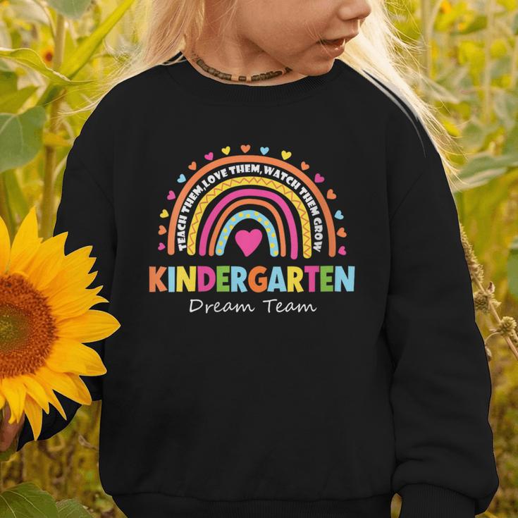 Kindergarten Dream Team Rainbow Welcome Back To School Graphic Toddler Sweatshirt Kindergarten Dream Team Rainbow Welcome Back To School Graphic Toddler Sweatshirt