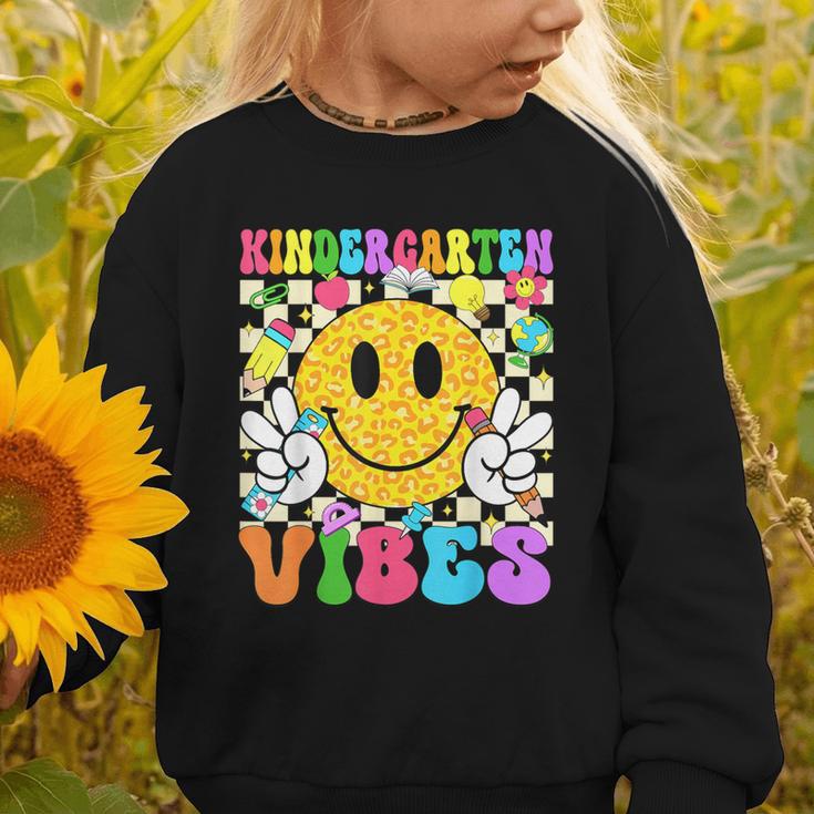Kindergarten Vibes Smile Face Back To School Kinder Girl Kid Graphic Toddler Sweatshirt Kindergarten Vibes Smile Face Back To School Kinder Girl Kid Graphic Toddler Sweatshirt