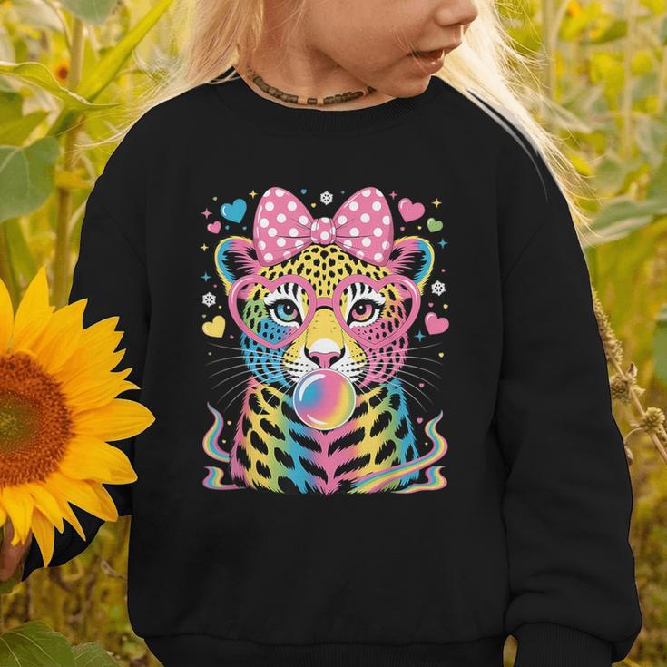 Leopard Glasses Blowing Bubble Gum Back To School Kids Graphic Toddler Sweatshirt Leopard Glasses Blowing Bubble Gum Back To School Kids Graphic Toddler Sweatshirt