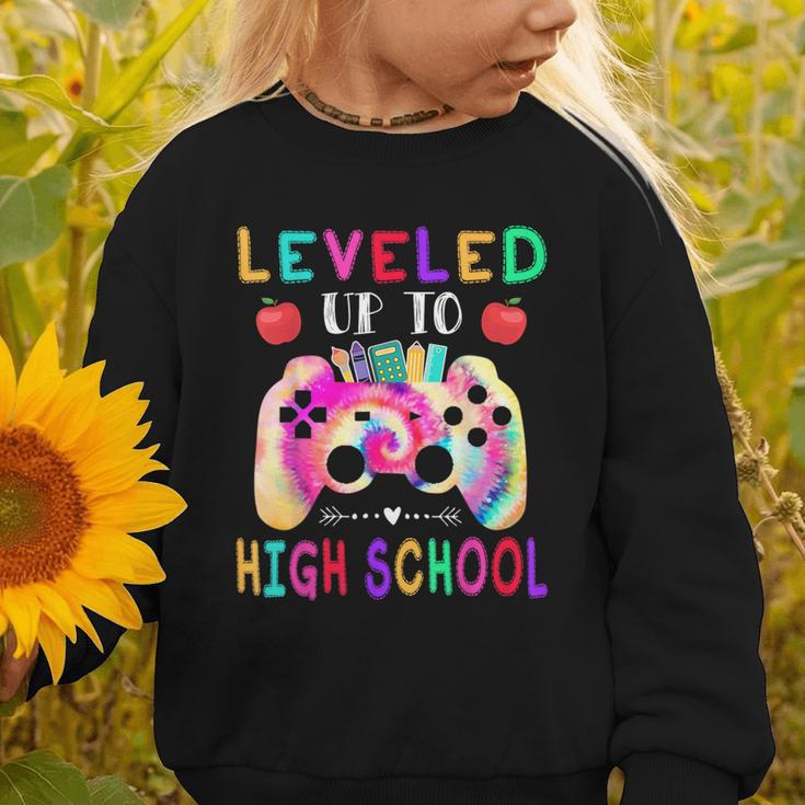 Leveled Up To High School Gaming Fun Back To School Tie Dye Graphic Toddler Sweatshirt Leveled Up To High School Gaming Fun Back To School Tie Dye Graphic Toddler Sweatshirt
