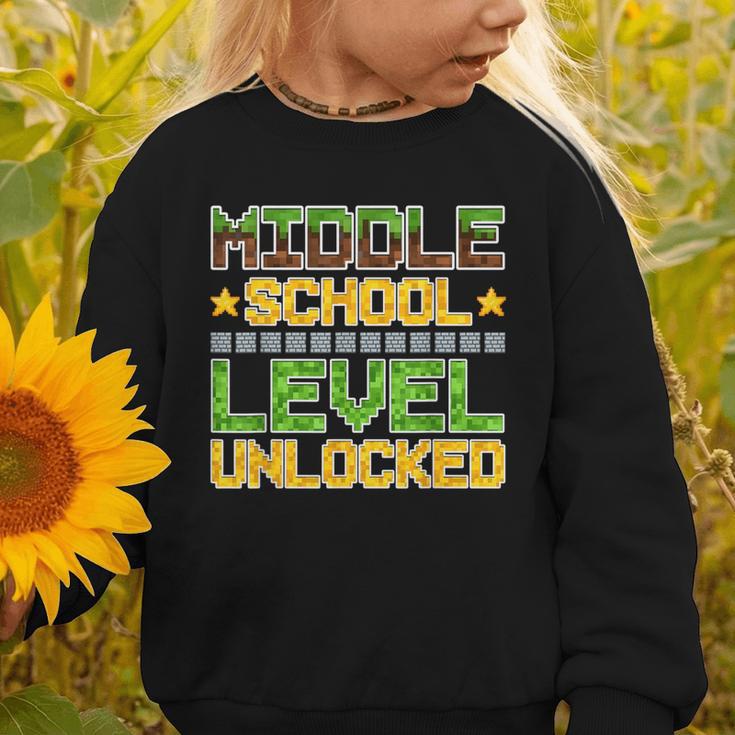 Middle School Level Unlocked Gamer Back To School Graphic Toddler Sweatshirt Middle School Level Unlocked Gamer Back To School Graphic Toddler Sweatshirt
