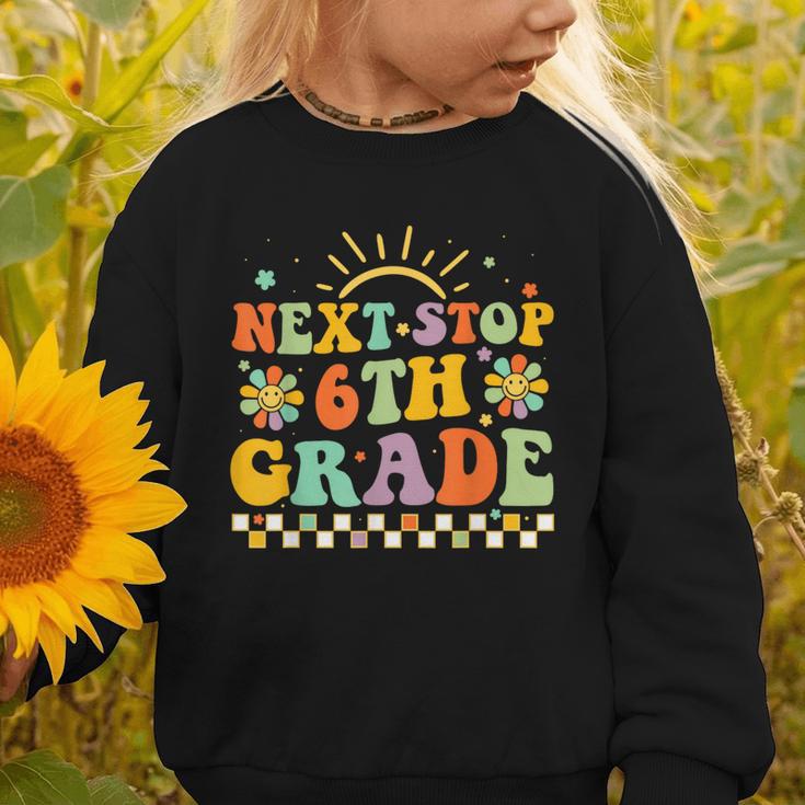 Next Stop 6th Grade Groovy Retro Sixth Grade Back To School Graphic Toddler Sweatshirt