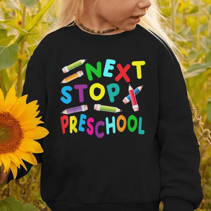 Next Stop Preschool Preschool Back To School 2024 Graphic Toddler Sweatshirt Next Stop Preschool Preschool Back To School 2024 Graphic Toddler Sweatshirt