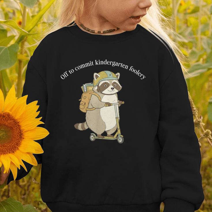 Off To Commit Kindergarten Foolery Raccoon Back To School Graphic Toddler Sweatshirt