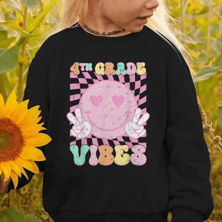 Pink 4th Grade Vibes Smile Face Back To School Fourth Grade Graphic Toddler Sweatshirt