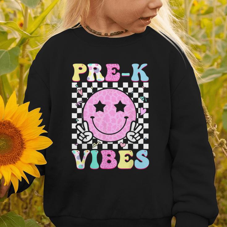 Pre-K Vibes Groovy Back To School PreK Preschool Girls Kids Graphic Toddler Sweatshirt