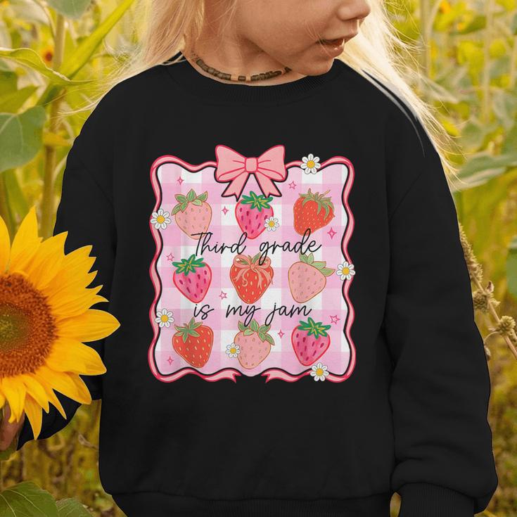 Preppy Back To School 3rd Grade Is My Jam Strawberry Bow Graphic Toddler Sweatshirt Preppy Back To School 3rd Grade Is My Jam Strawberry Bow Graphic Toddler Sweatshirt