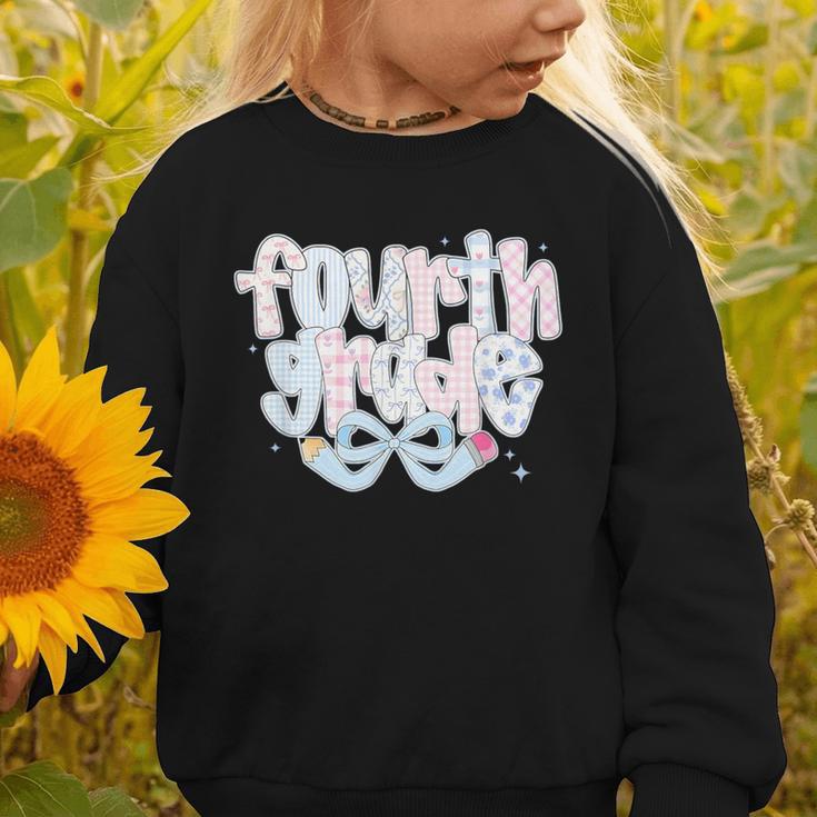 Preppy Fourth Grade Back To School Coquette 4th Grade Graphic Toddler Sweatshirt Preppy Fourth Grade Back To School Coquette 4th Grade Graphic Toddler Sweatshirt
