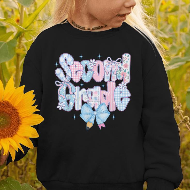Preppy Second Grade First Day Back To School 2nd Grade Bow Graphic Toddler Sweatshirt Preppy Second Grade First Day Back To School 2nd Grade Bow Graphic Toddler Sweatshirt