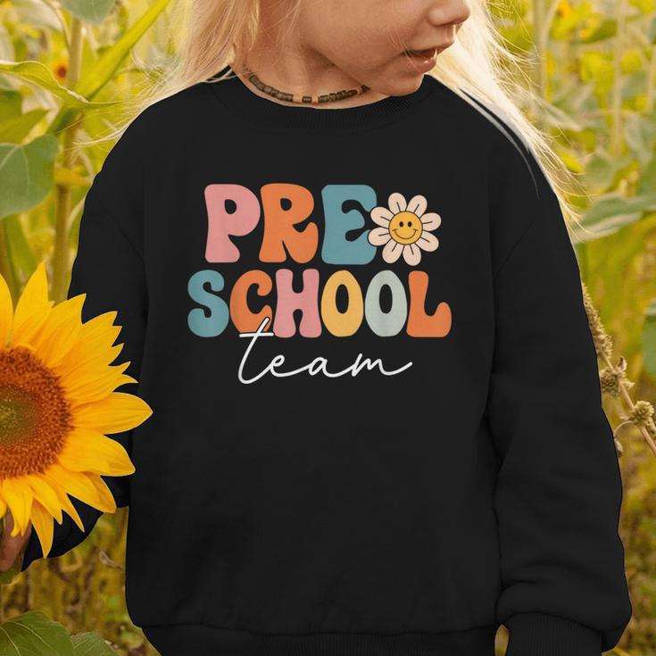 Preschool Team Retro Groovy Vintage Back To School Pre-K Graphic Toddler Sweatshirt Preschool Team Retro Groovy Vintage Back To School Pre-K Graphic Toddler Sweatshirt