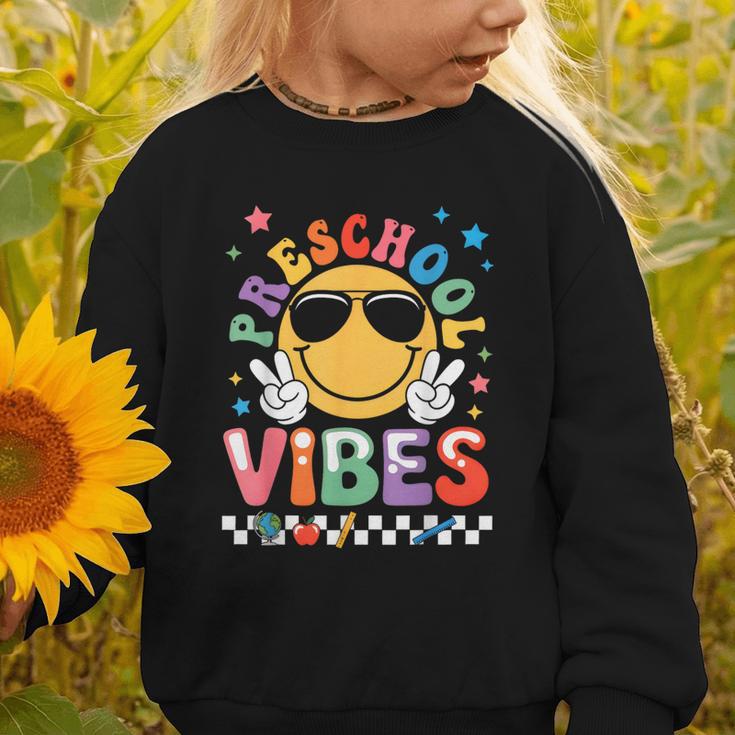 Preschool Vibes Groovy Back To School Girls Kids Graphic Toddler Sweatshirt Preschool Vibes Groovy Back To School Girls Kids Graphic Toddler Sweatshirt
