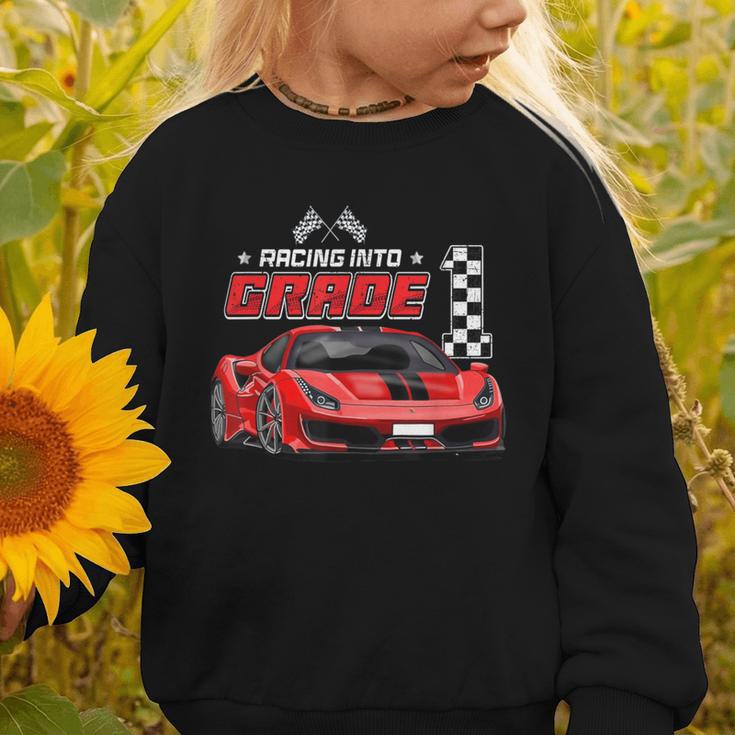 Racing Into 1st Grade Race Car Back To School Boys Graphic Toddler Sweatshirt Racing Into 1st Grade Race Car Back To School Boys Graphic Toddler Sweatshirt