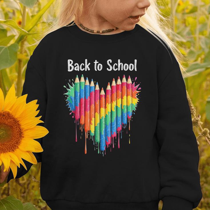 Rainbow Pencil Heart Back To School Creative Graphic Toddler Sweatshirt