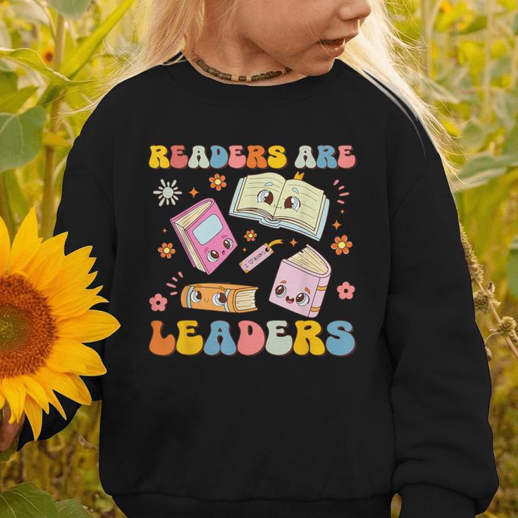 Readers Are Leaders Book Lover Back To School Groovy Girls Graphic Toddler Sweatshirt