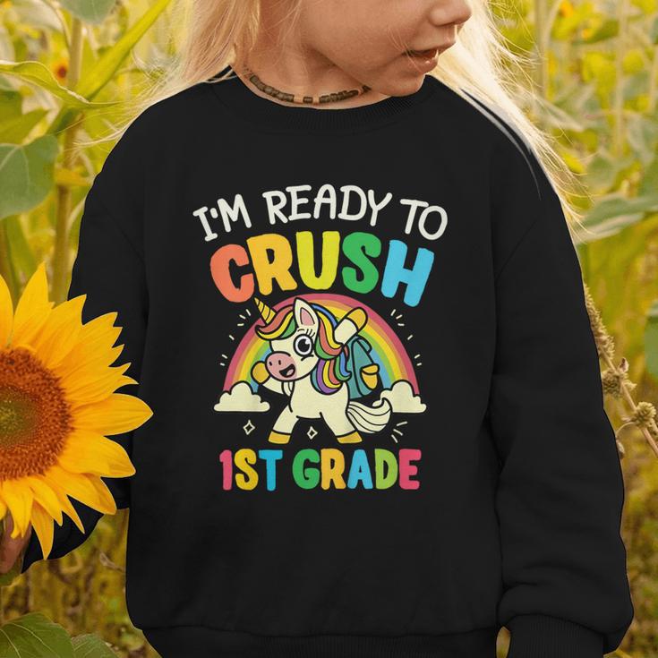Ready For 1st Grade Unicorn First Day Back To School Student Graphic Toddler Sweatshirt Ready For 1st Grade Unicorn First Day Back To School Student Graphic Toddler Sweatshirt