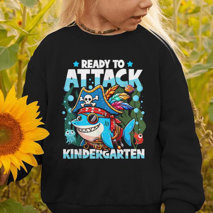 Ready To Attack Kindergarten Pirate Shark Back To School Graphic Toddler Sweatshirt Ready To Attack Kindergarten Pirate Shark Back To School Graphic Toddler Sweatshirt