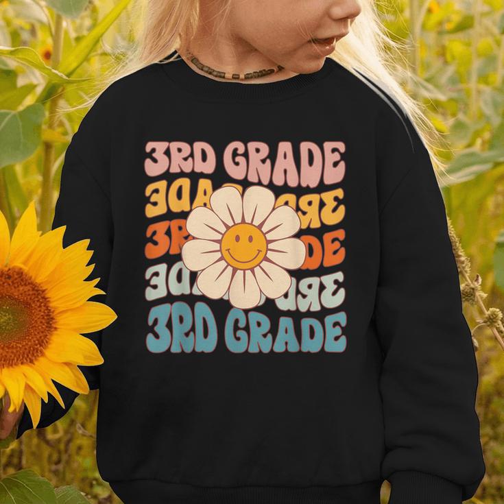 Retro 3rd Grade Daisy Colorful Back To School Third Grade Graphic Toddler Sweatshirt