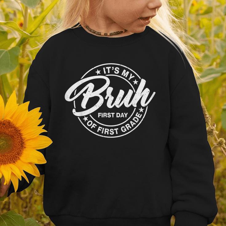 Retro Bruh Its My First Day Of 1st Grade Back To School Kids Graphic Toddler Sweatshirt