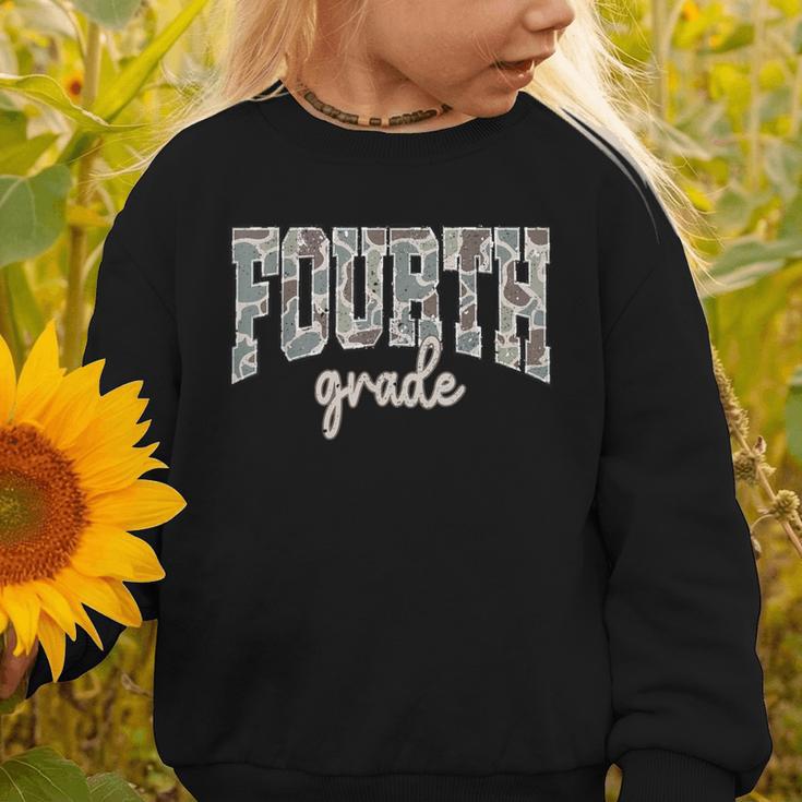Retro Fourth Grade Back To School Boy Old Camo 4th Grade Kid Graphic Toddler Sweatshirt
