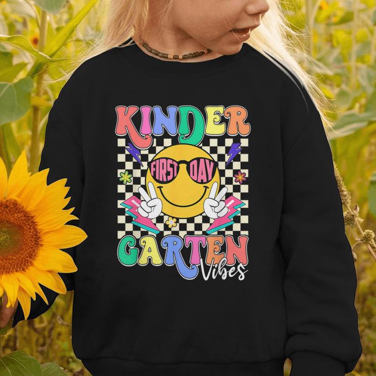 Retro Groovy Kinder Garten Vibes Smile Team Back To School Graphic Toddler Sweatshirt Retro Groovy Kinder Garten Vibes Smile Team Back To School Graphic Toddler Sweatshirt