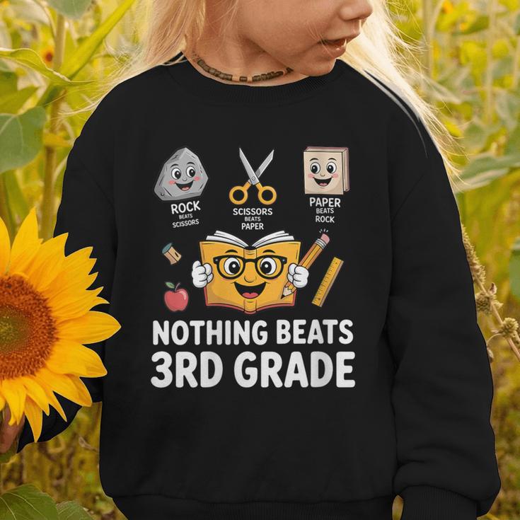 Rock Scissor Paper Nothing Beats 3rd Grade Back To School Graphic Toddler Sweatshirt