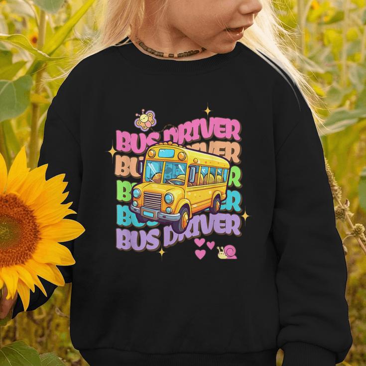 School Bus Driver Groovy Retro Back To School Graphic Toddler Sweatshirt
