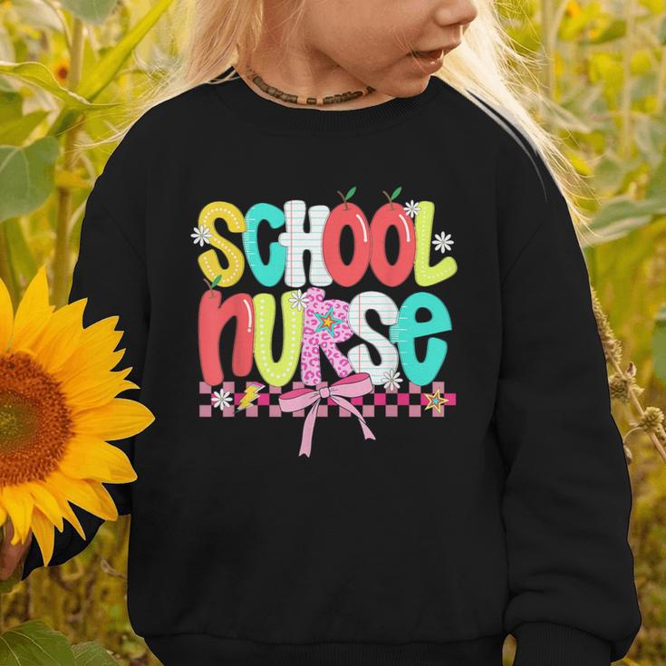 School Nurse Appreciation Day Coquette Bow Back To School Graphic Toddler Sweatshirt School Nurse Appreciation Day Coquette Bow Back To School Graphic Toddler Sweatshirt