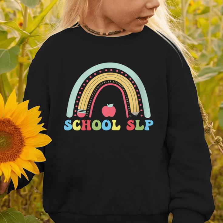 School SLP Rainbow Pencil Back To School Appreciation Graphic Toddler Sweatshirt