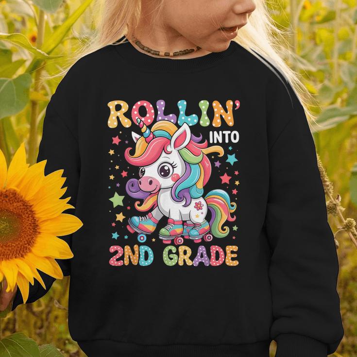 Second Grade Back To School First Day Girls Rollin Unicorn Graphic Toddler Sweatshirt Second Grade Back To School First Day Girls Rollin Unicorn Graphic Toddler Sweatshirt