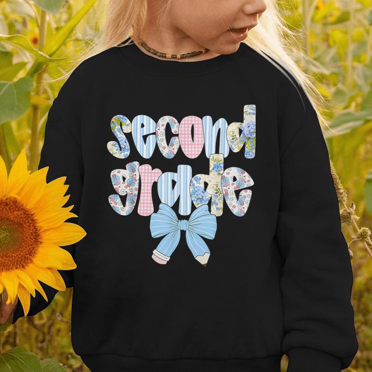 Second Grade Coquette Bow Pencil First Day Back To School Graphic Toddler Sweatshirt