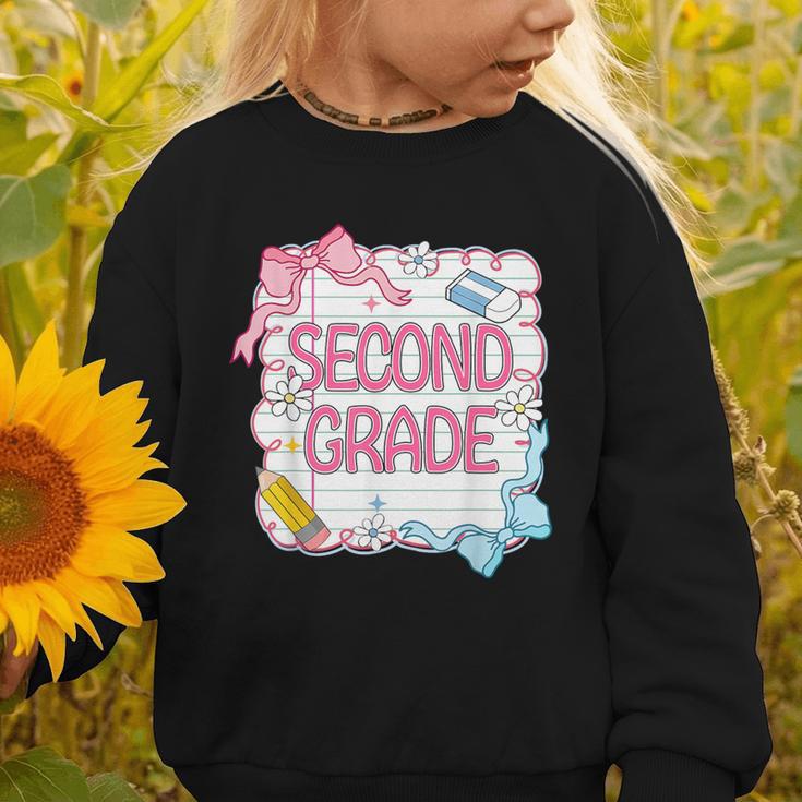 Second Grade Girls Kids Back To School Girls Coquette Bows Graphic Toddler Sweatshirt