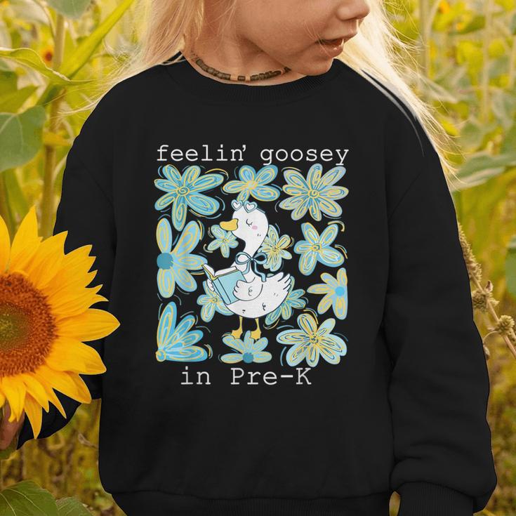 Silly Goose Back To School Feelin’ Goosey Pre-K Graphic Toddler Sweatshirt Silly Goose Back To School Feelin’ Goosey Pre-K Graphic Toddler Sweatshirt
