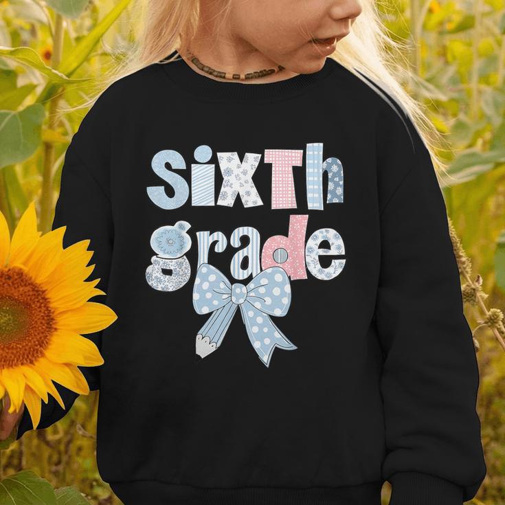 Sixth Grade Coquette Bow Pencil First Day Back To School Graphic Toddler Sweatshirt