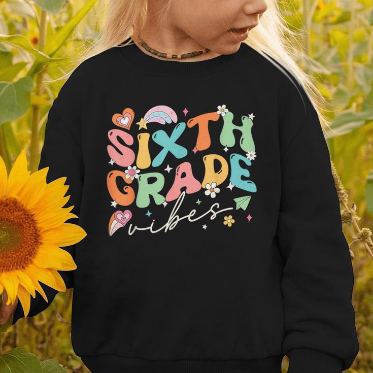 Sixth Grade Vibes 6th Grade Team Groovy Back To School Graphic Toddler Sweatshirt