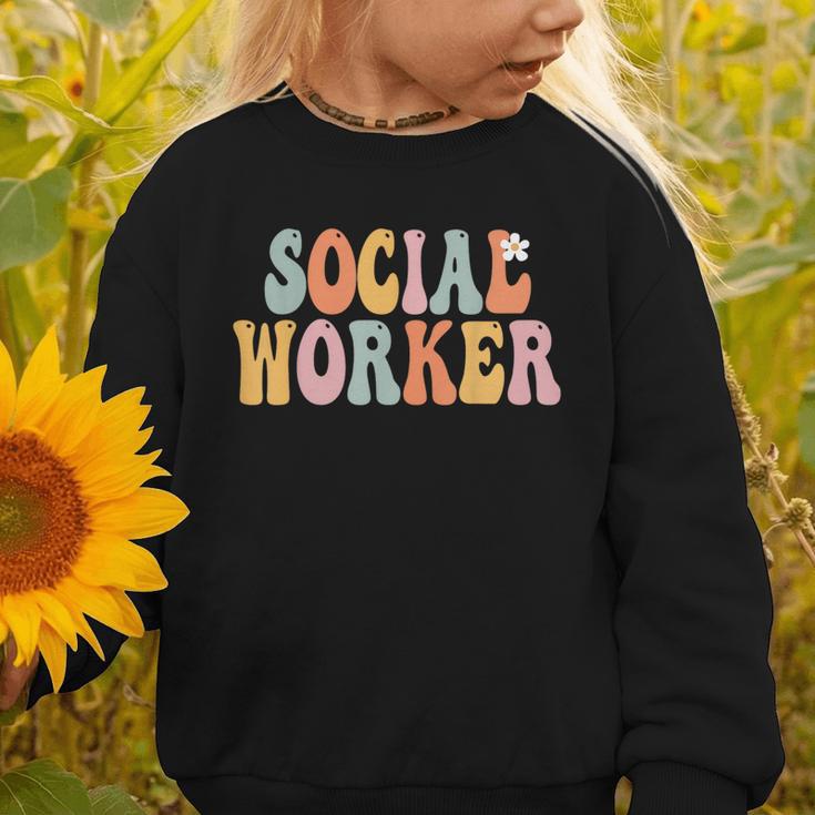 Social Worker Groovy Women Appreciation Day Back To School Graphic Toddler Sweatshirt Social Worker Groovy Women Appreciation Day Back To School Graphic Toddler Sweatshirt