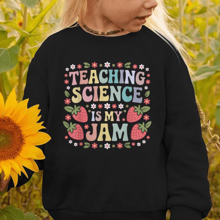 Teaching Science Is My Jam Retro Back To School Strawberry Graphic Toddler Sweatshirt Teaching Science Is My Jam Retro Back To School Strawberry Graphic Toddler Sweatshirt