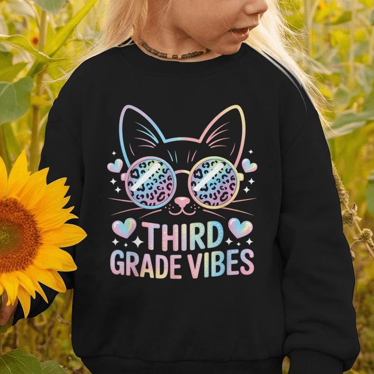 Third 3rd Grade Vibes Back To School Cute Cat Cute For Girls Graphic Toddler Sweatshirt Third 3rd Grade Vibes Back To School Cute Cat Cute For Girls Graphic Toddler Sweatshirt
