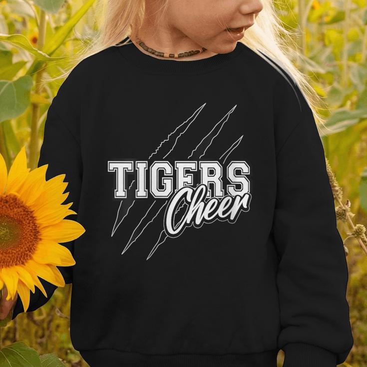 Tigers Cheer Back To School Cheerleading Team Spirit Graphic Toddler Sweatshirt Tigers Cheer Back To School Cheerleading Team Spirit Graphic Toddler Sweatshirt