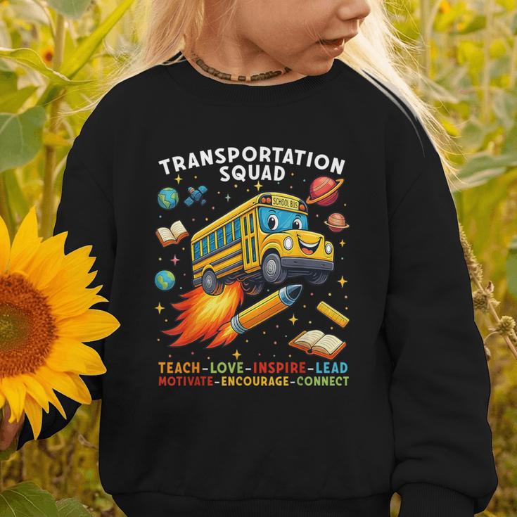 Transportation Squad School Bus Driver Back To School Graphic Toddler Sweatshirt Transportation Squad School Bus Driver Back To School Graphic Toddler Sweatshirt