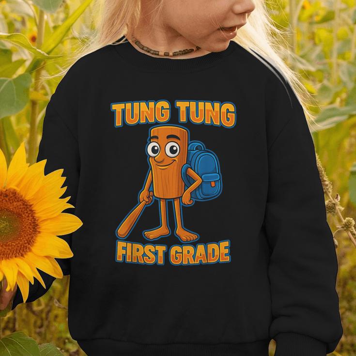 Tung Tung Sahur First Grade Italian Brainrot Back To School Graphic Toddler Sweatshirt Tung Tung Sahur First Grade Italian Brainrot Back To School Graphic Toddler Sweatshirt