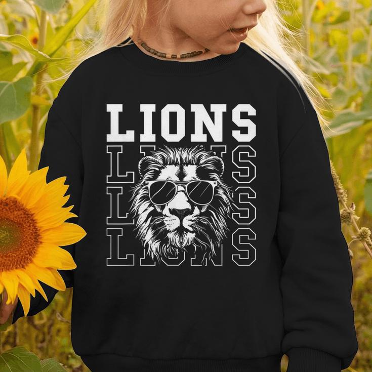 Vintage Lions School Spirit Fan Team Back To School Graphic Toddler Sweatshirt Vintage Lions School Spirit Fan Team Back To School Graphic Toddler Sweatshirt