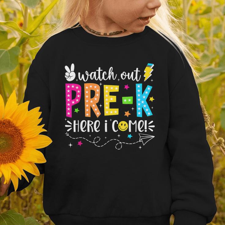 Watch Out Pre-K Here I Come Back To School Boys Girls Kids Graphic Toddler Sweatshirt Watch Out Pre-K Here I Come Back To School Boys Girls Kids Graphic Toddler Sweatshirt