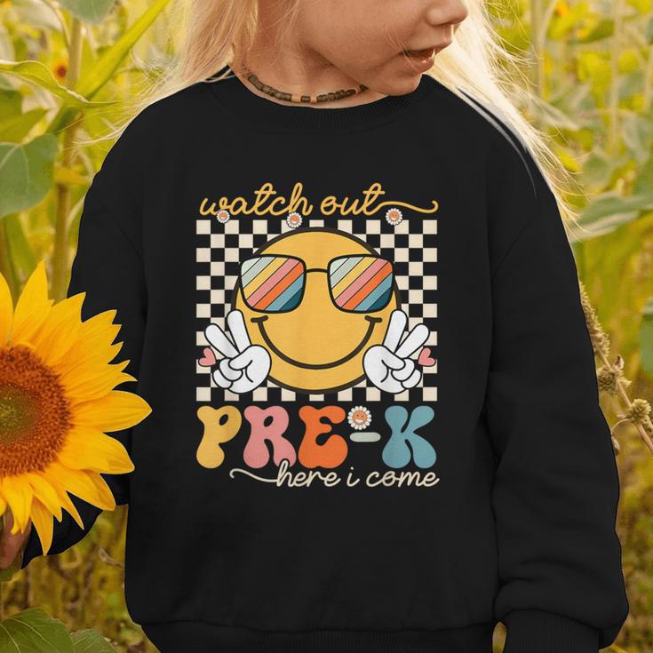 Watch Out Pre-K Grade Here I Come Back To School Pre-K Smile Graphic Toddler Sweatshirt Watch Out Pre-K Grade Here I Come Back To School Pre-K Smile Graphic Toddler Sweatshirt