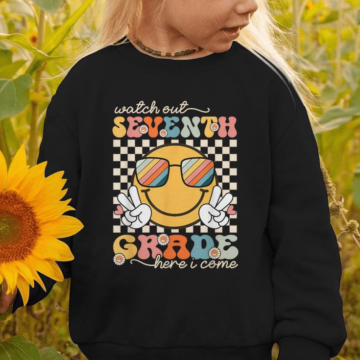 Watch Out Seventh Grade Here I Come Back To School 7th Grade Graphic Toddler Sweatshirt