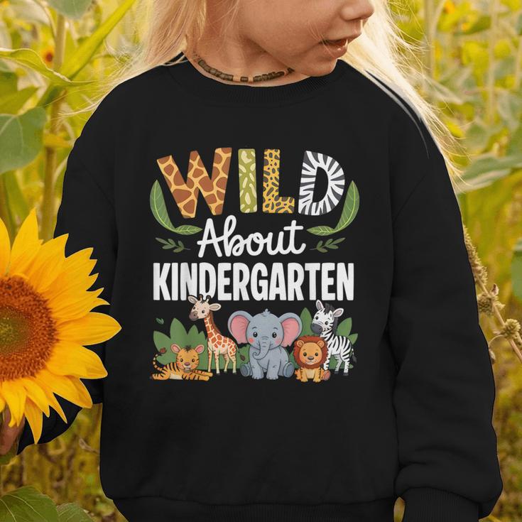 Wild About Kindergarten Back To School Jungle Theme Class Graphic Toddler Sweatshirt Wild About Kindergarten Back To School Jungle Theme Class Graphic Toddler Sweatshirt