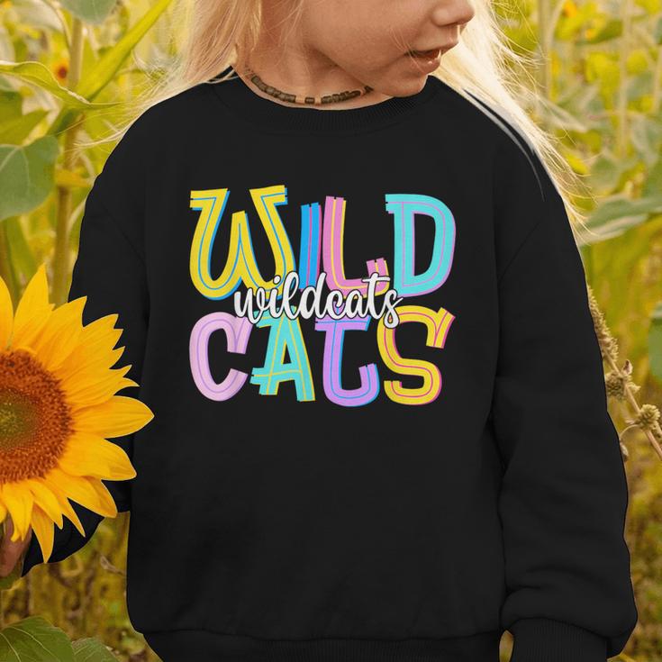 Wildcats School Spirit Groovy Back To School Girls Graphic Toddler Sweatshirt
