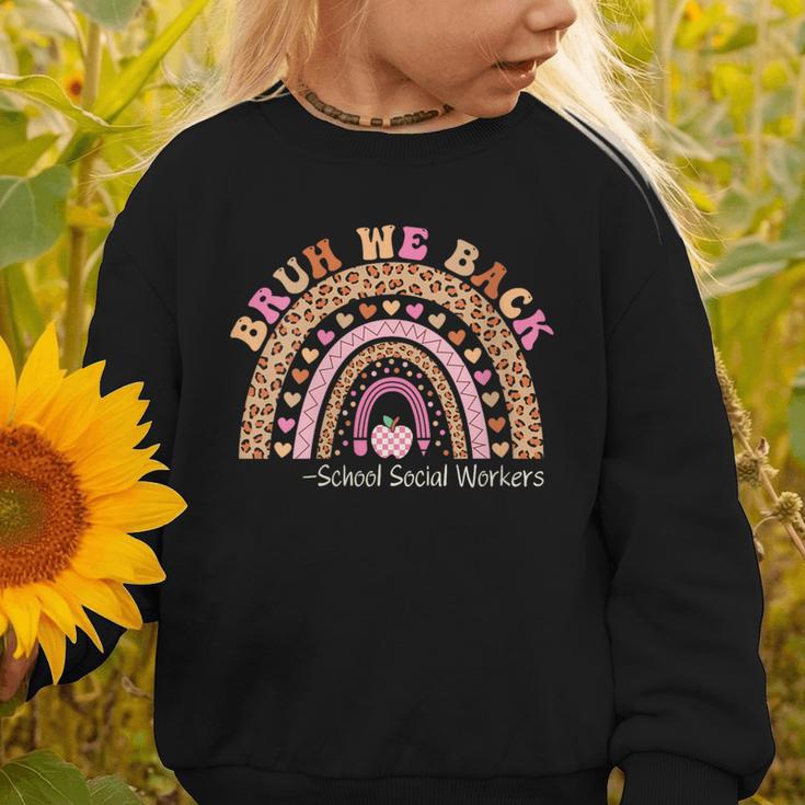 Women's Bruh We Back To School Social Worker Leopard Rainbow Graphic Toddler Sweatshirt Women's Bruh We Back To School Social Worker Leopard Rainbow Graphic Toddler Sweatshirt