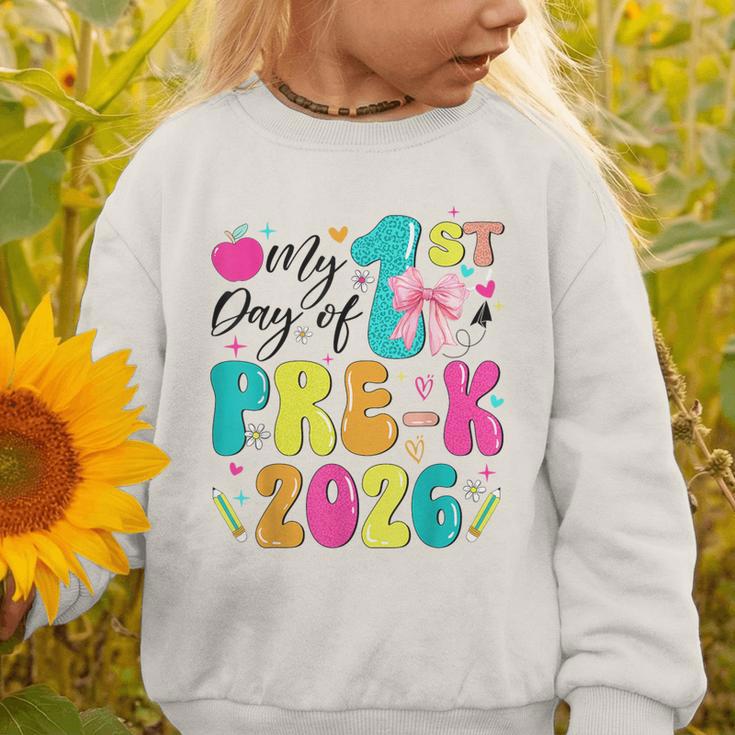 My 1st Day Of Pre-K 2026 Back To School Bow PreK Kids Girls Graphic Toddler Sweatshirt My 1st Day Of Pre-K 2026 Back To School Bow PreK Kids Girls Graphic Toddler Sweatshirt