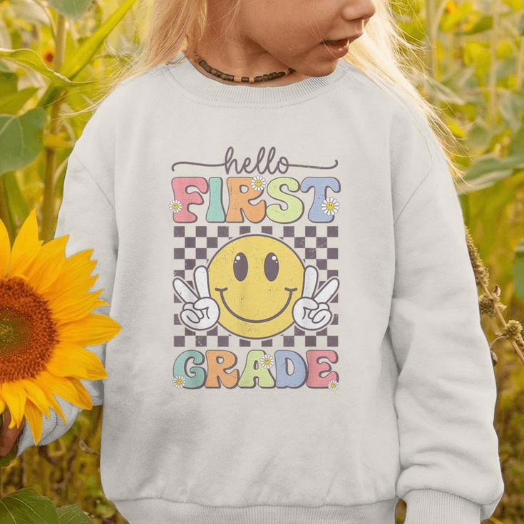 1st Grade Team Back To School Hello First Grade Smile Face Graphic Toddler Sweatshirt 1st Grade Team Back To School Hello First Grade Smile Face Graphic Toddler Sweatshirt